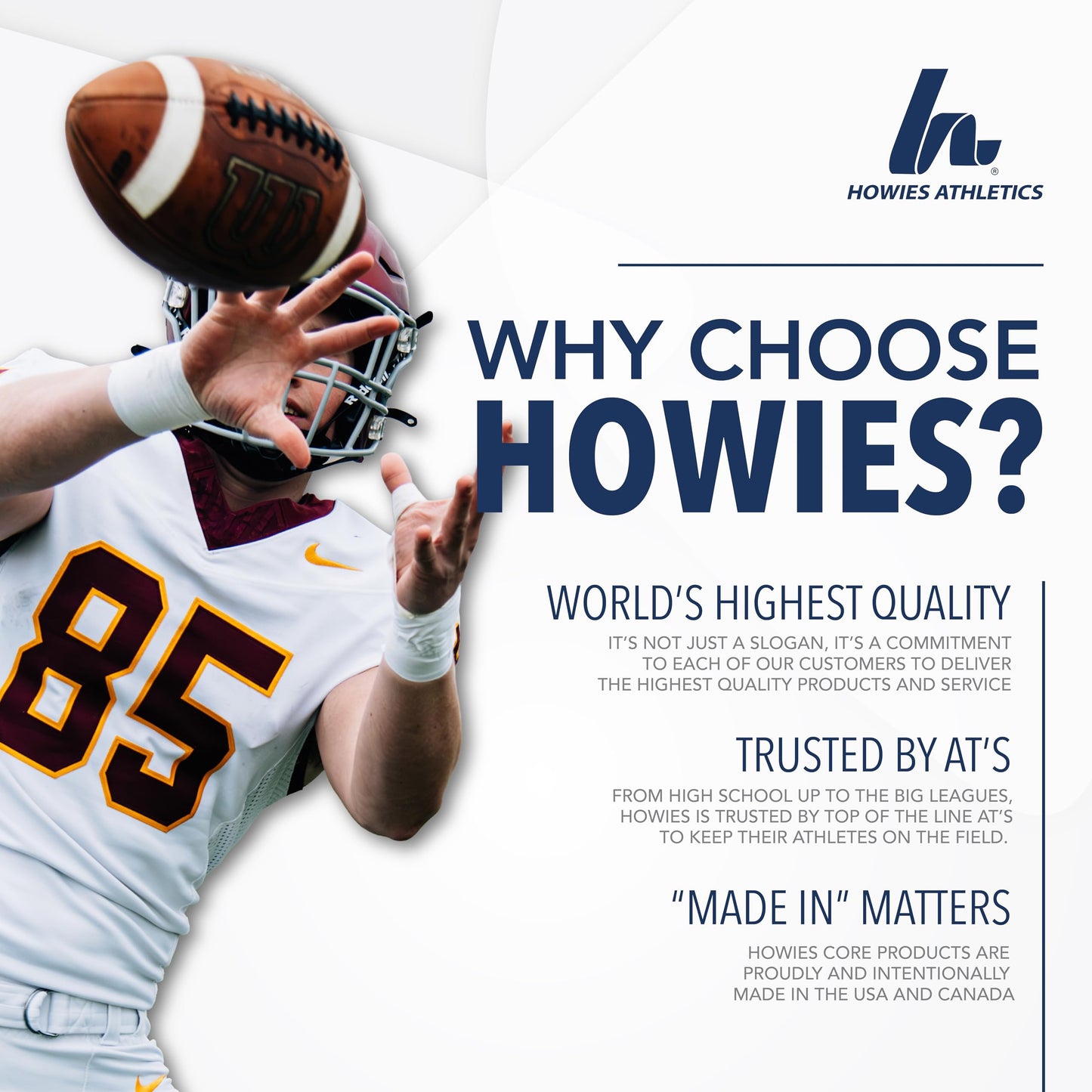Howies Athletic Tape - 2" x 15yd White Athletic Tape, Pro Grade Strength - Sports Tape for Athletes and Medical Trainers, Fingers, Ankles, Wrist, Boxing, Football, Gymnastics (4)