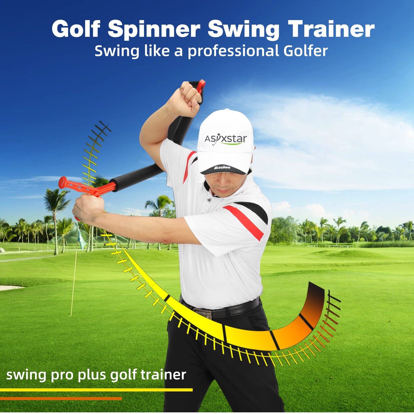 Asyxstar Golf Swing Trainer Aid - Golf Swing Training Aid,Golf Posture Correction Improving Gesture Golf Training Equipment, Golf Spinner Swing pro Plus Golf Trainer