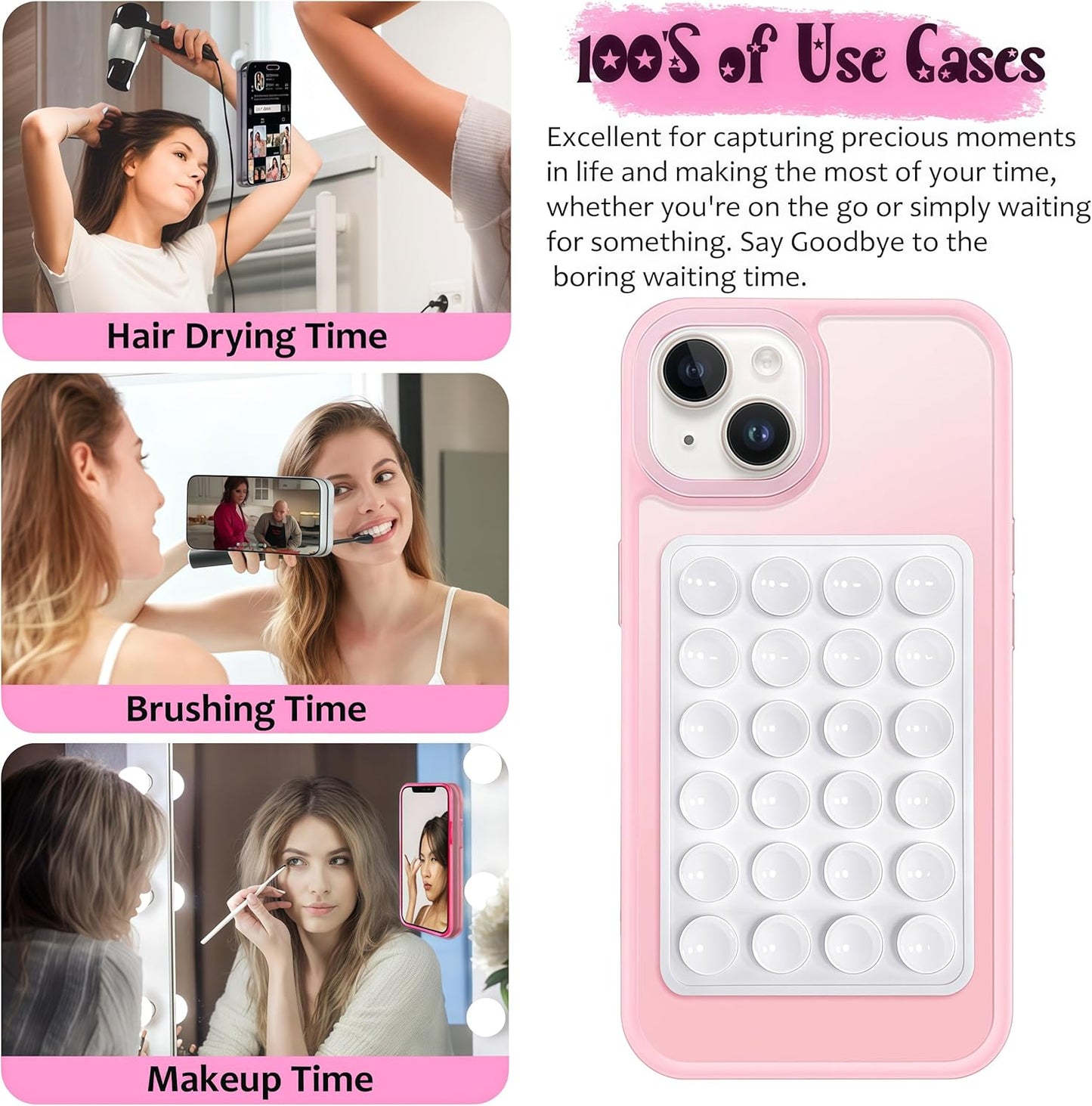 AZXYI Silicone Suction Phone Case Mount, Silicon Adhesive Suction Cup Phone Mount, Non Slip Sticky Phone Grip