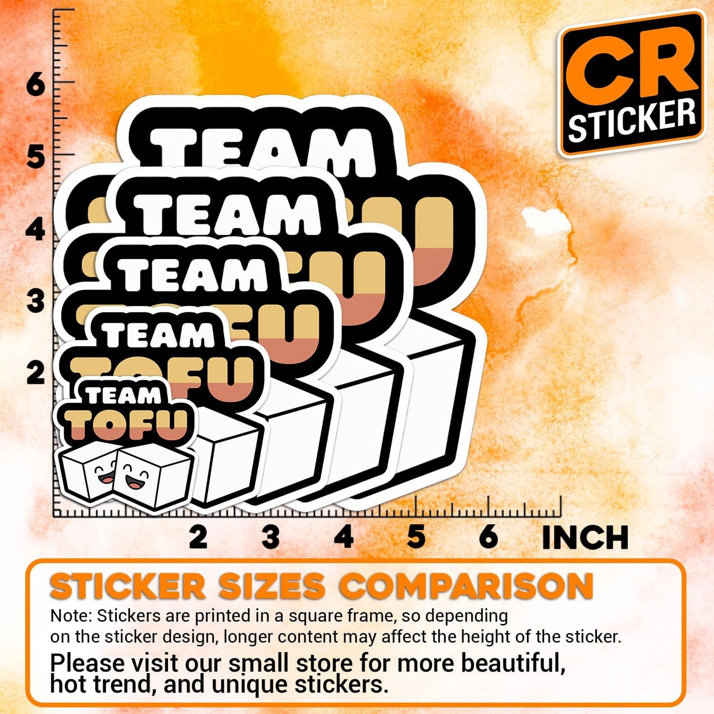 CRSTICKER V3 Team Tofu Vegan Sticker Waterproof Vinyl Decal for Water Bottles Tumbler Laptop Car Kindle - Gift for Kid