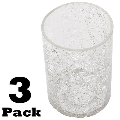 Crack Finish Glass Lamp Shade, 3 Pack LEDupdates Clear Crackle Finish Cylinder for Light Fixture Shade Replacement 1" 5/8 fitter