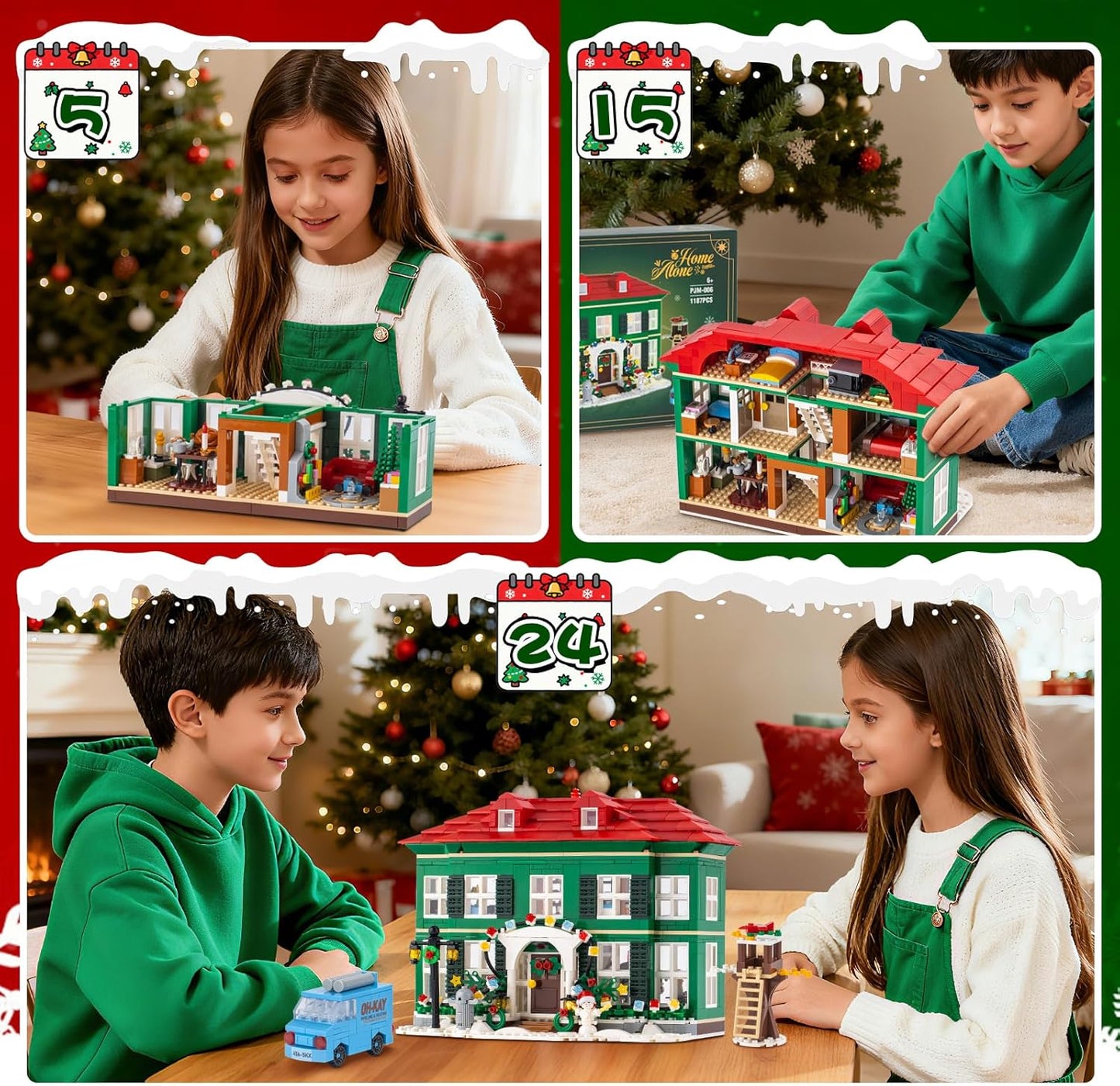 Skiennix Christmas House Building Set - 1187PCS Holiday Kit with Lights for Adults & Movie Fans