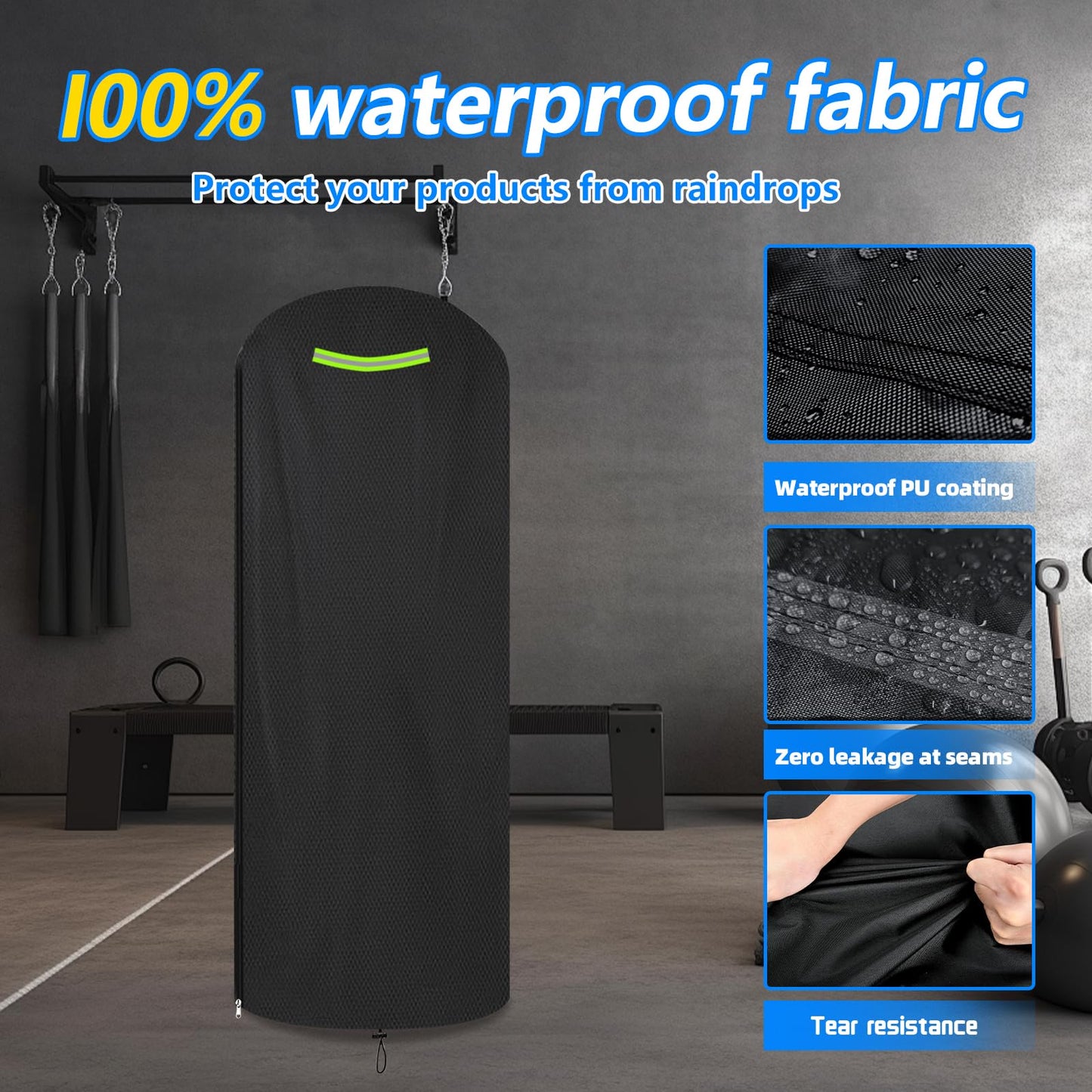 Boxing Bag Cover，80inch Protective Cover for Indoor and Outdoor Freestanding Punching Bag/Stand Kickboxing Bags,600D Heavy Duty Waterproof/UV/, All-Weather, Black,30 * 80in