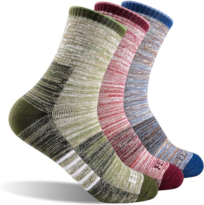 FEIDEER Women's Hiking Walking Socks, Multi-pack Outdoor Recreation Socks Wicking Cushion Crew Socks