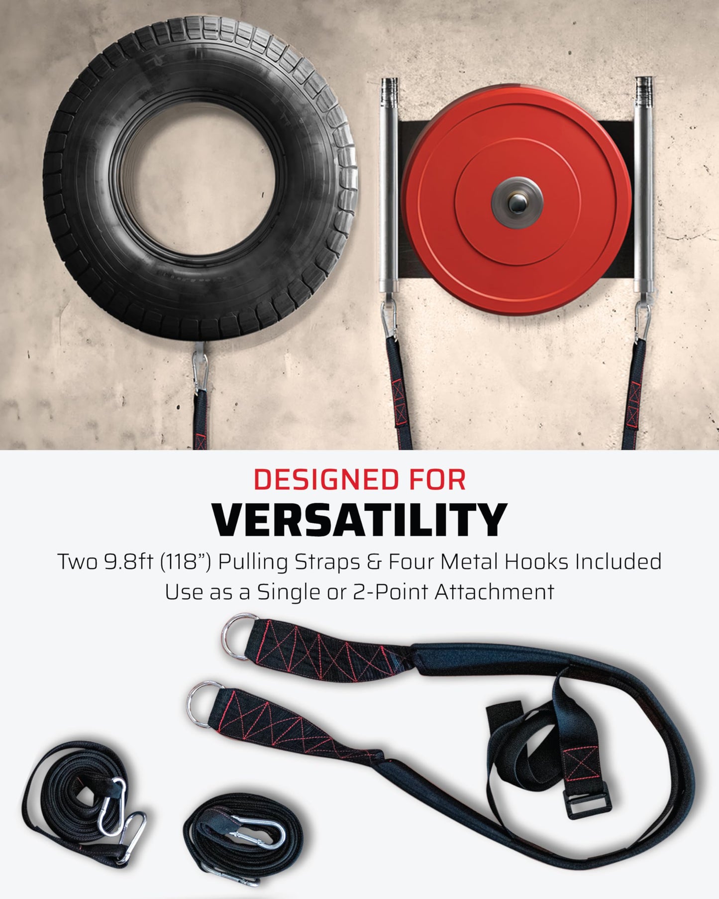 THEFITGUY Sled Pulling Belt, Adjustable Closure, 2 Straps & 4 Hooks - for Multidirectional Resistance Training, Strength and Agility