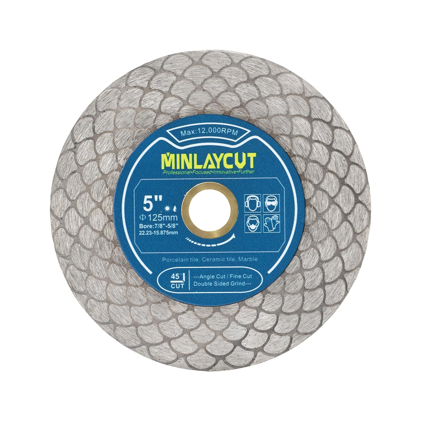 MINLAYCUT Diamond Tile Saw Blade 5" 125mm Cut Off Wheel and FACHLICH Tile Hole Saw Kit - 12pcs Diamond Core Drill Bits Set 1/4" 5/16" 4/5" 1" 1-3/8" 2" 3" 4"