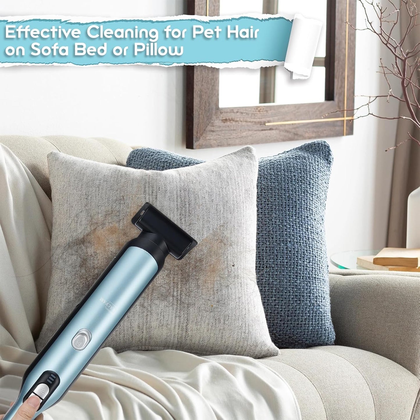 Skiennix Handheld Cordless Vacuum Cleaner - 18KPa Suction Power, Quick-Charge & LED Headlight, Blue
