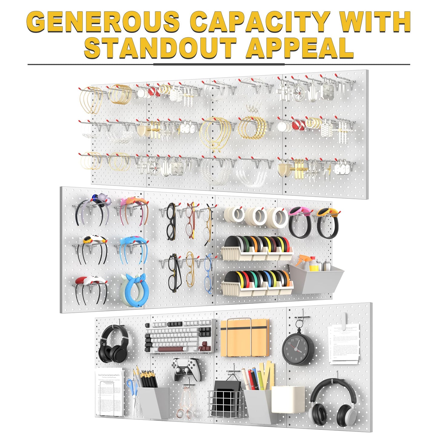 Ultrawall Metal Pegboard Panels, Pegboard Wall Organizer, Peg Boards for Wall, Garage Tool Storage Organization, 12"X16", 4pcs, Gray