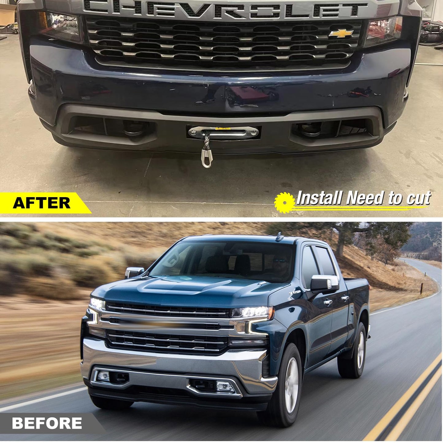 AUTOWIKI Front Hidden Winch Plate for 2019-2025 Chevy Silverado 1500, Winch Mounting Plate Accessories for 19-25 Silverado 1500, Black Hitch Mount Winch Plate (Exclude Diesel, ZR2 & 2019 LD Models)