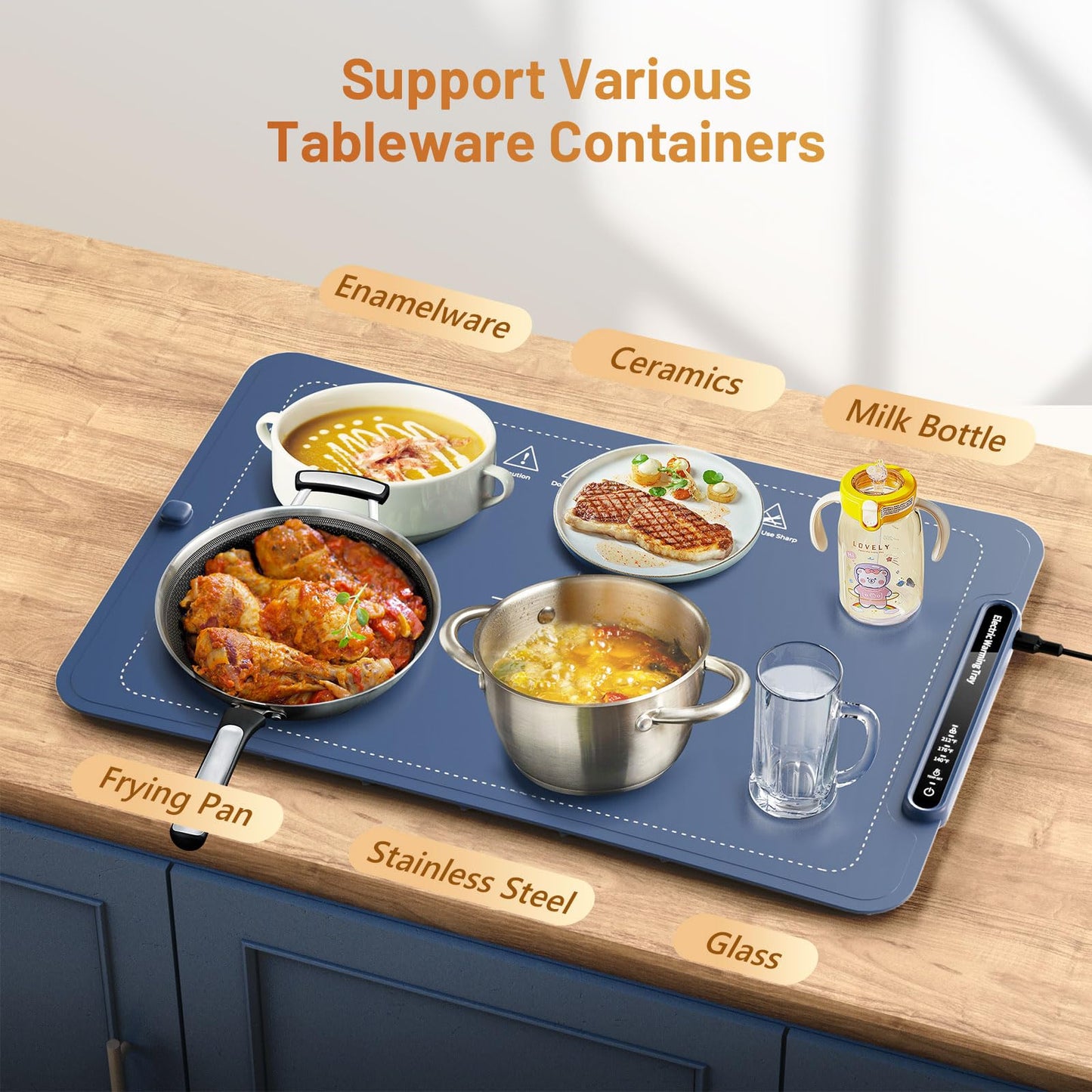 Food Warming Mat, Full Surface Heating Silicone Electric Warming Tray with 3 Level Temperature Settings, Auto Shut-Off, Foldable Roll Up Food Warmer for Parties Buffets, Gatherings