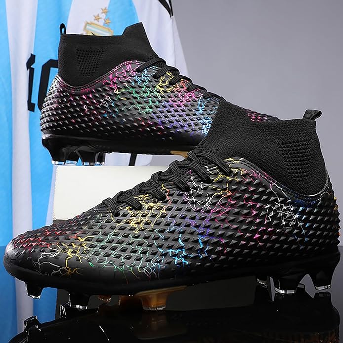 Men's Soccer Shoes High-Top Soccer Cleats Outdoor Breathable Athletic Professional Spikes Youth Boys Football Shoes Unisex