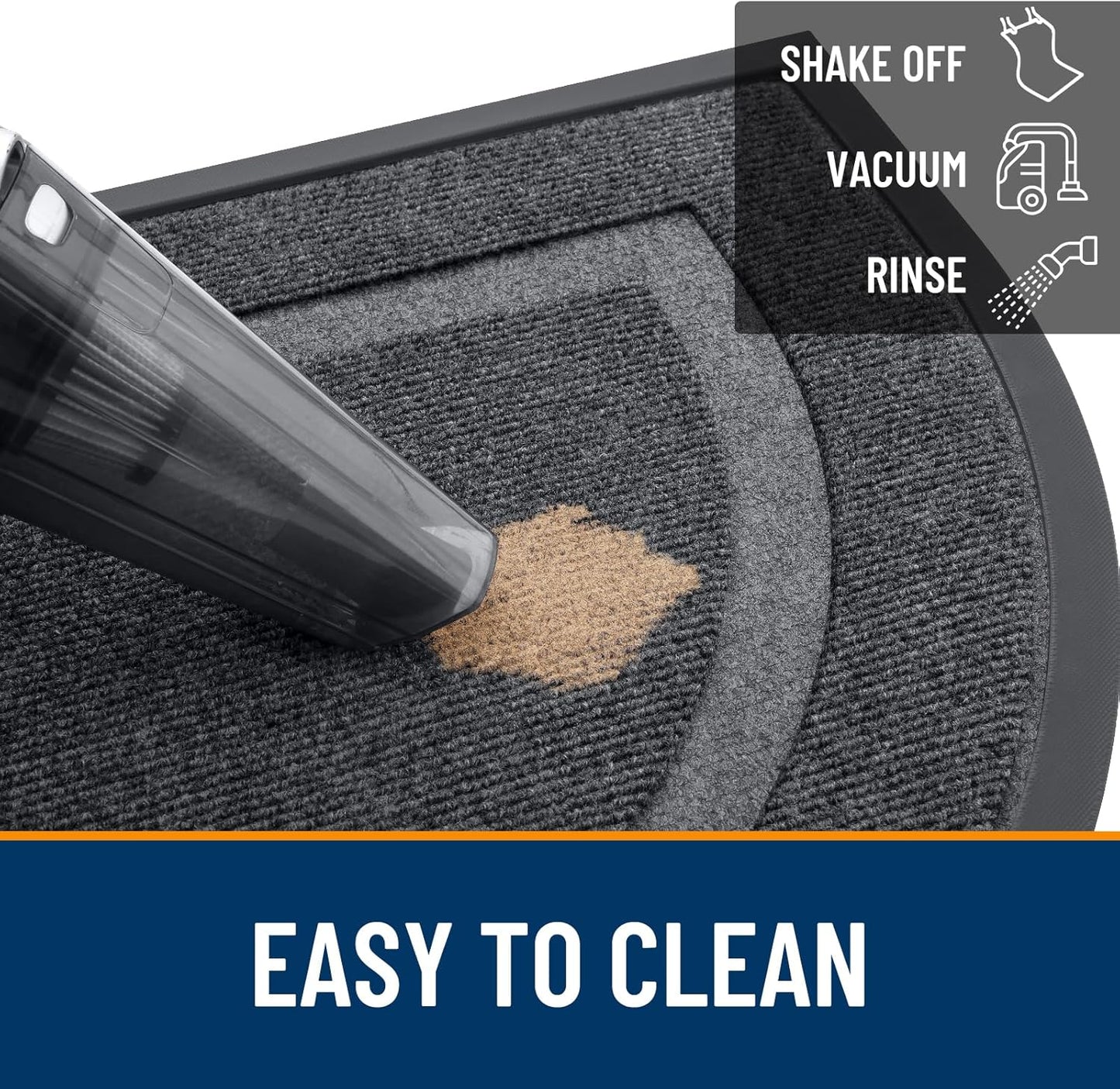 OLANLY Half Circle Door Mat - Waterproof All-Season Doormat for Indoor/Outdoor Use | 36x24 Grey Design