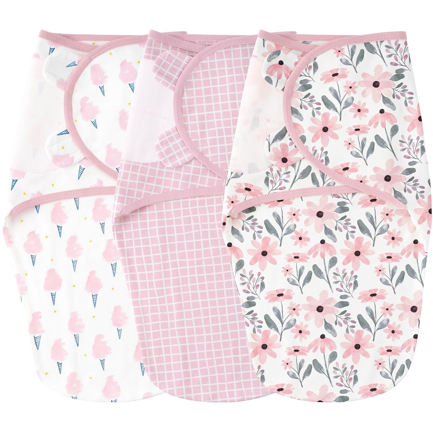 Yoofoss Baby Swaddles - 100% Cotton Adjustable Swaddle Sack | Breathable Soft 3-Pack for Newborns (0-3 Months)