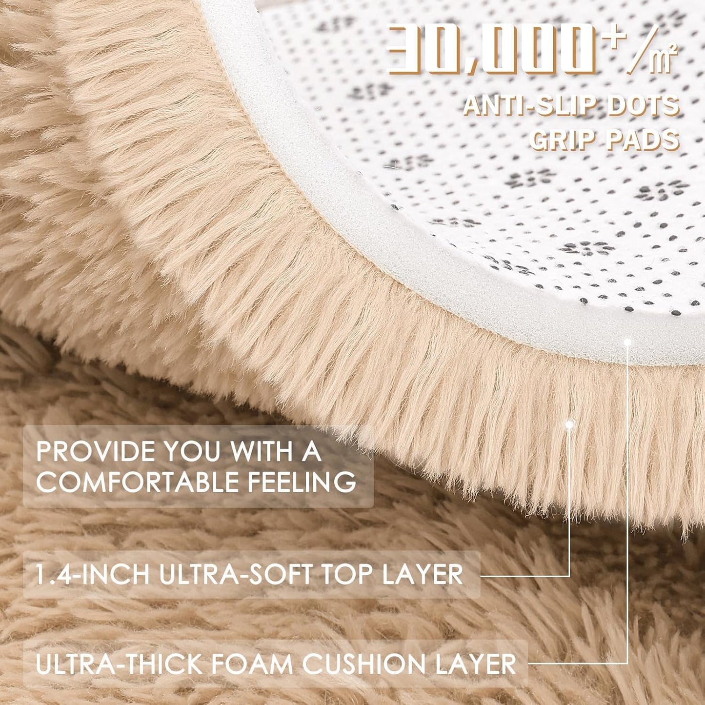 OLANLY Large Area Rug - Soft Fluffy Shaggy Carpet for Living Room & Bedroom | Machine Washable, Beige