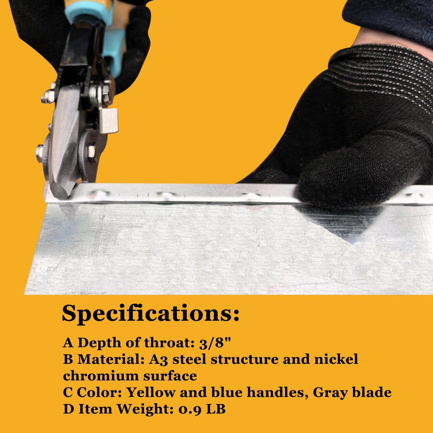 Snap Lock Punch Notcher - Gutter Crimper Tool for Sheet Metal - Snaplock Crimping Tool for Gutter End Cap, Vinyl Siding and Skirting, 9 Inches