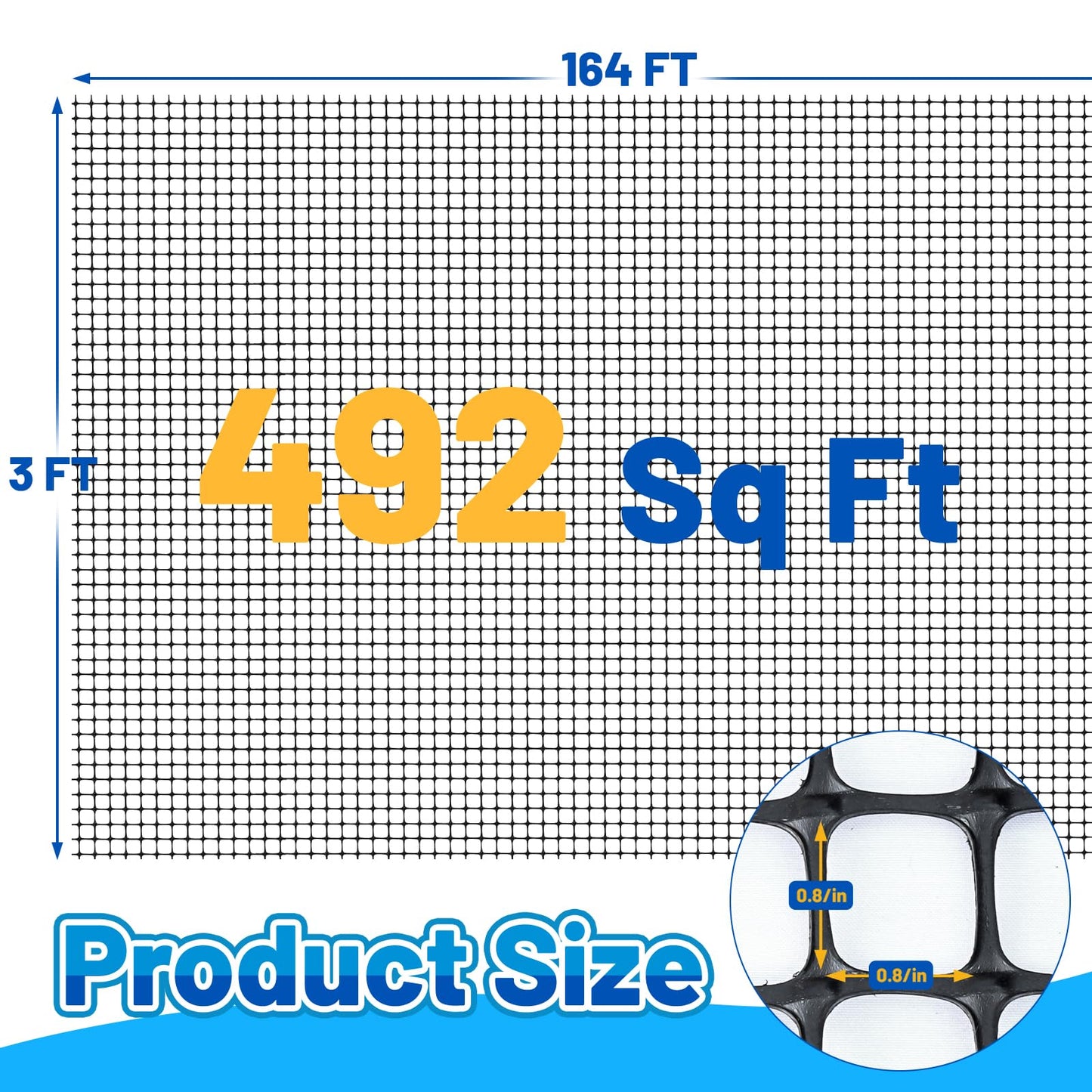 3 Ft x 164 Ft Geogrid for Retaining Wall, Bi-Directional Geo Grid Roll with Gloves, HDPE Geogrid for Gravel Driveway, Subgrade Reinforcement, Slope & Soil Stabilization, Erosion Control