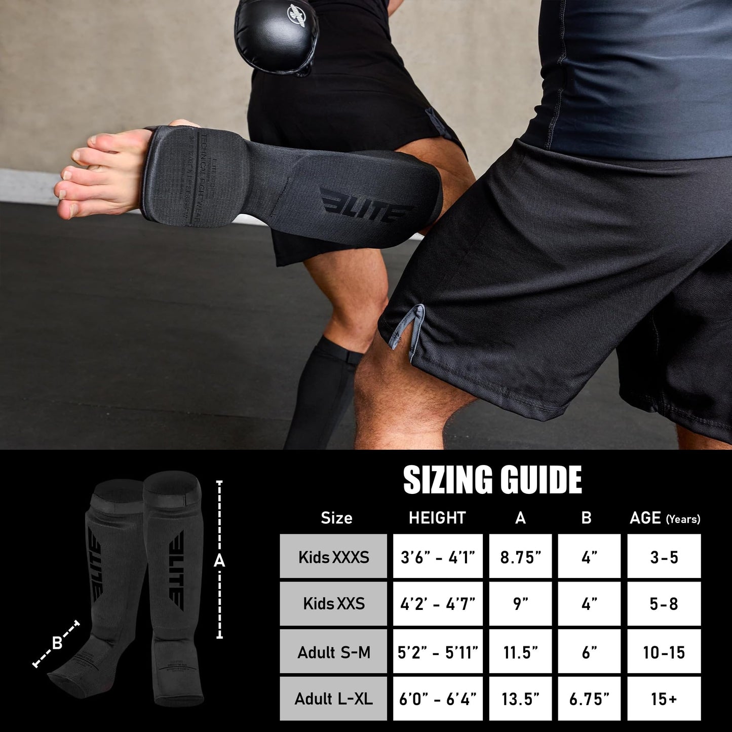 MMA Shin Pads for Muay Thai and Kickboxing, Protective Shin Guards with Instep Guard for Sparring and Training, for Adults, Kids, and Youth