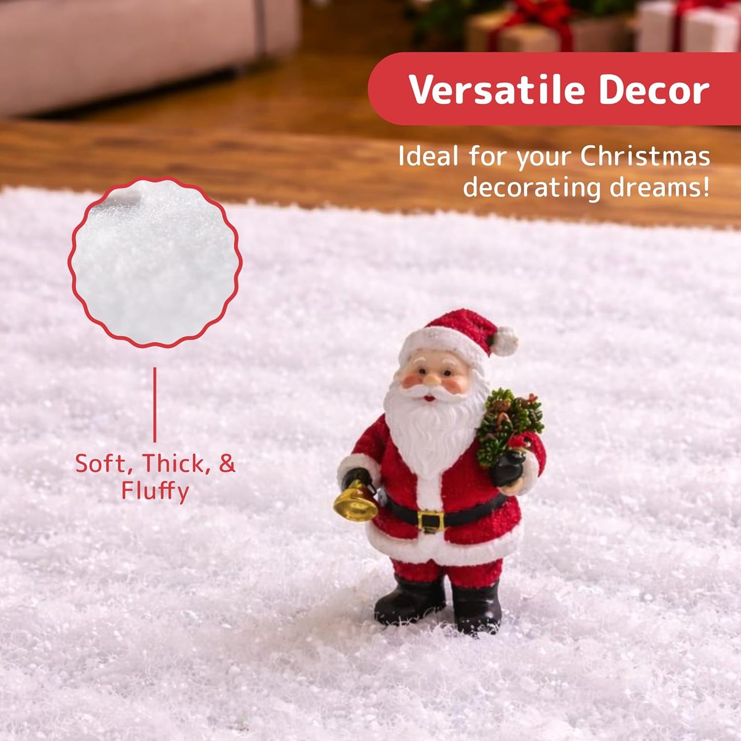 Pretex Artificial Snow Roll - Large Fluff for Christmas Village Displays | 94"x31" Thick White Blanket for Holiday Décor