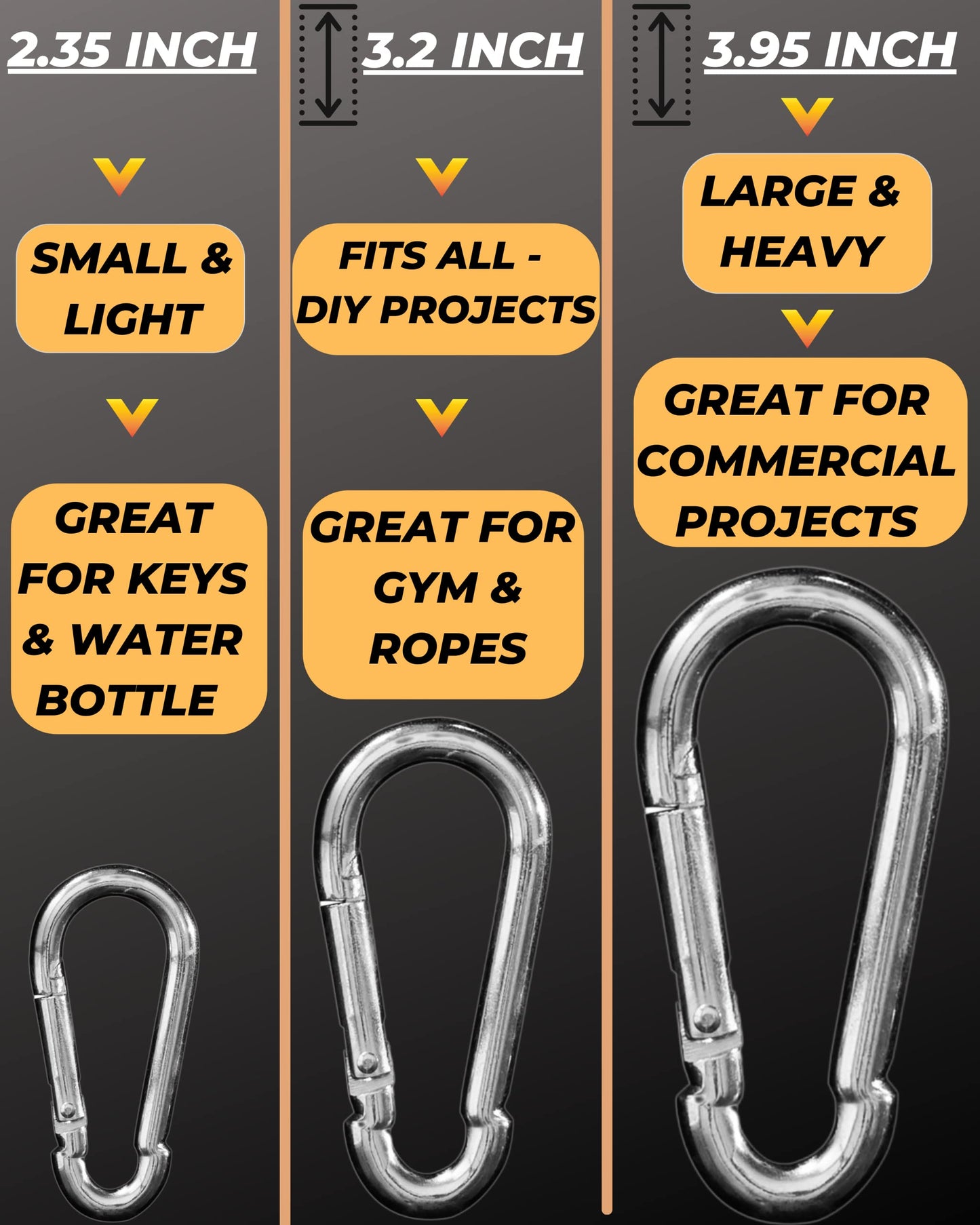 Carabiner Clip 5 Pack - Multipurpose Heavy Duty Carabiner - Carabeaner for Keys - Snap Hooks - Keychain Clips