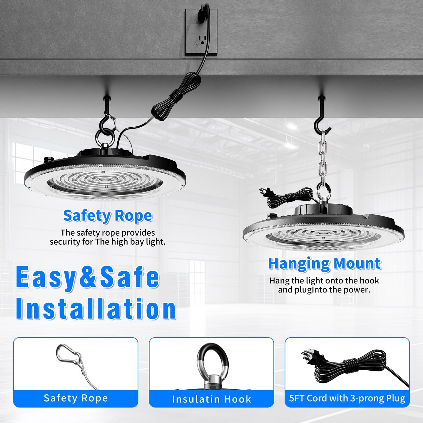 Jinshowlux UFO LED High Bay Light 200W 12 Pack 5000K 30000LM High Bay LED Shop Light with Plug Alternative to 800W MH/HPS for Warehouse Garage Workshop, AC100-277V。
