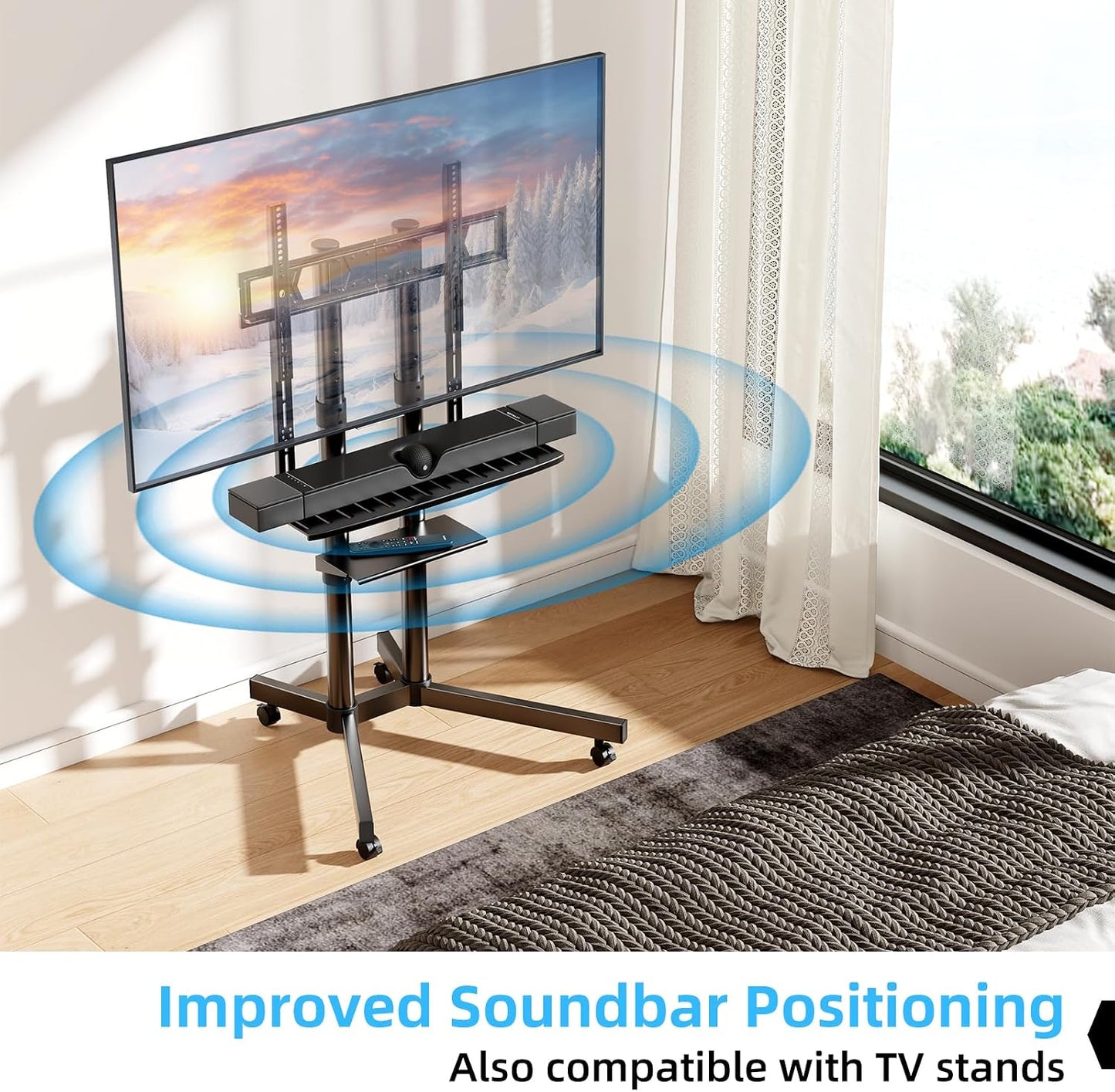 CABTE 22 lbs, Soundbar Mount with Adjustable Height, Sound bar Mount up to Soundbar Mount Under TV or Above TV