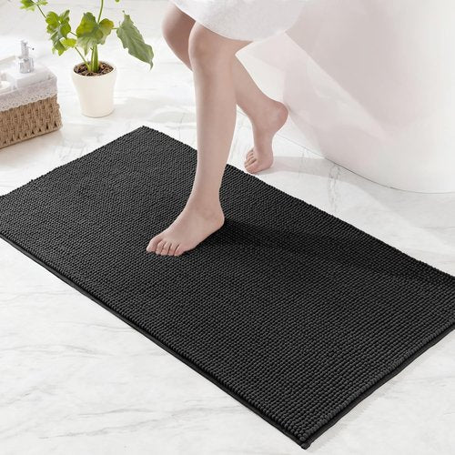 Exclusivo Mezcla Bath Rugs Mat - Extra Soft, Absorbent Chenille | Quick Dry, Machine Washable, 24x36, Black