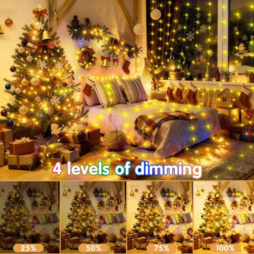 KNONEW 203FT 600 LED Outdoor Fairy Lights - Waterproof Christmas Decor with 8 Modes | Warm White