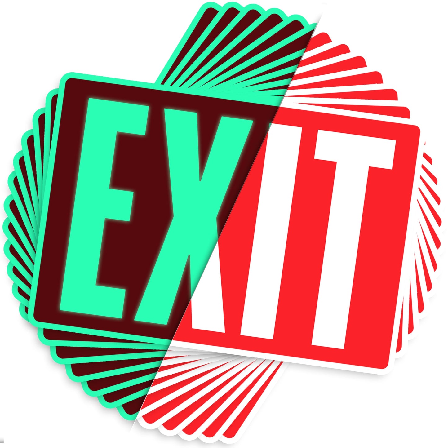 Exit Sign Stickers - Glow in The Dark - 12 pcs, 10" by 7" - Ideal Illuminated Exit Signs for Business or Office - Photoluminescent and UV Protected - Apply to Door, Wall, Window