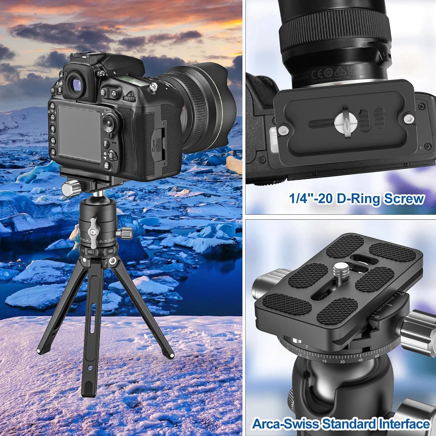CAVIX PU-70 (1/4-20 Extended Quick Release Plate Lightweight Aluminum Alloy, Arca-Swiss Compatible with Non-Slip Pad