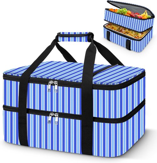 Coobiiya Insulated Casserole Carrier - Thermal Lunch Bag Keeps Food Hot or Cold | Fits 9" x 13" Dish