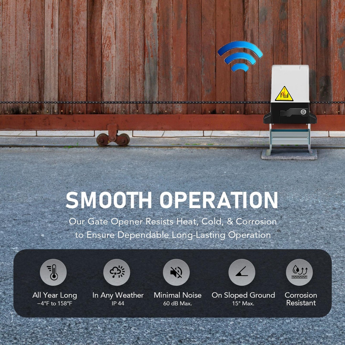 ASGO 3300Lbs Automatic Sliding Gate Opener APP Control Complete Kit, Driveway Slide Gate Operator Motor with Keypad / 6 Remotes / 20ft Chain/Keys/Sensor