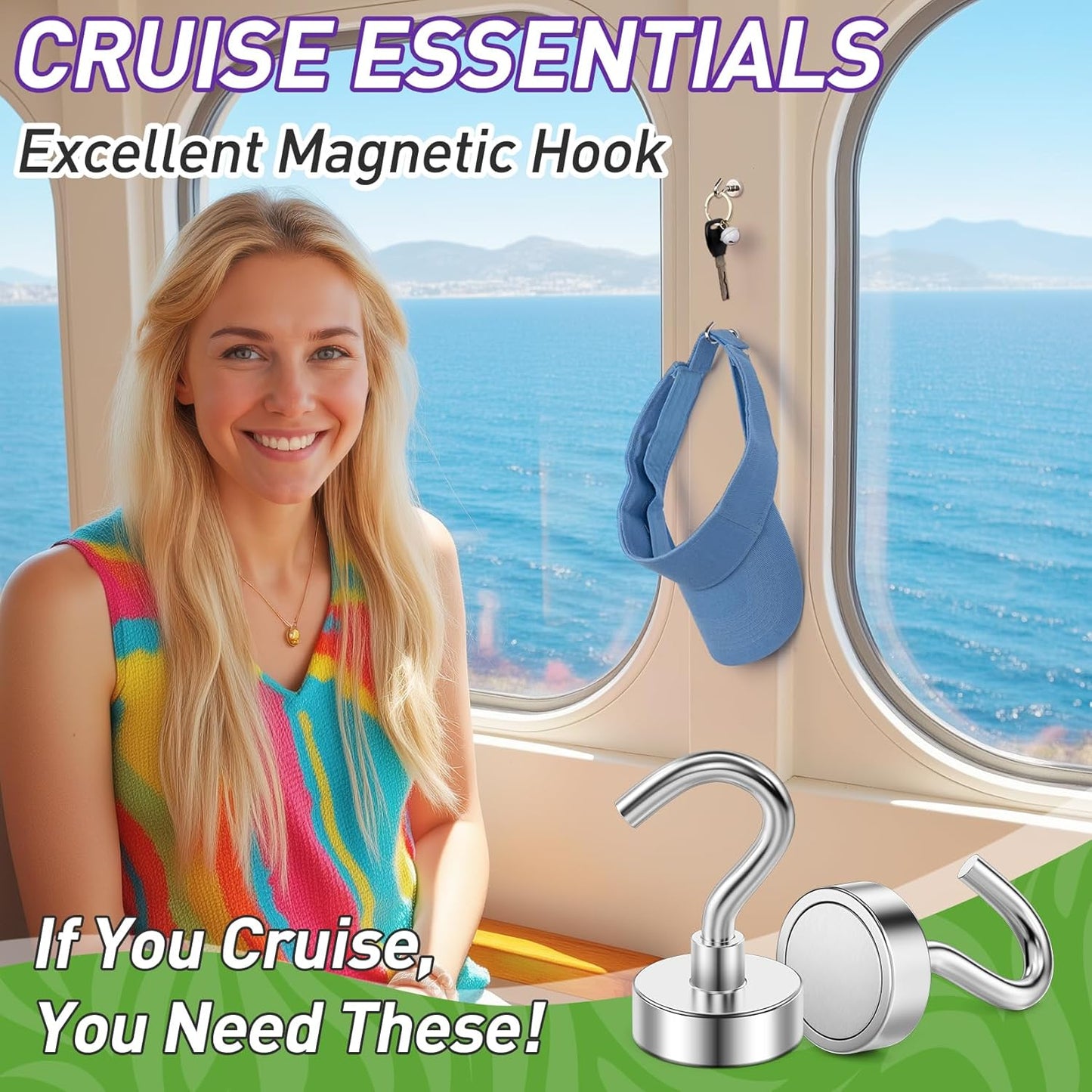 Skiennix 12 Pack Magnetic Hooks - Heavy Duty 30lbs+ Metal Hooks for Kitchen, Fridge & Classroom