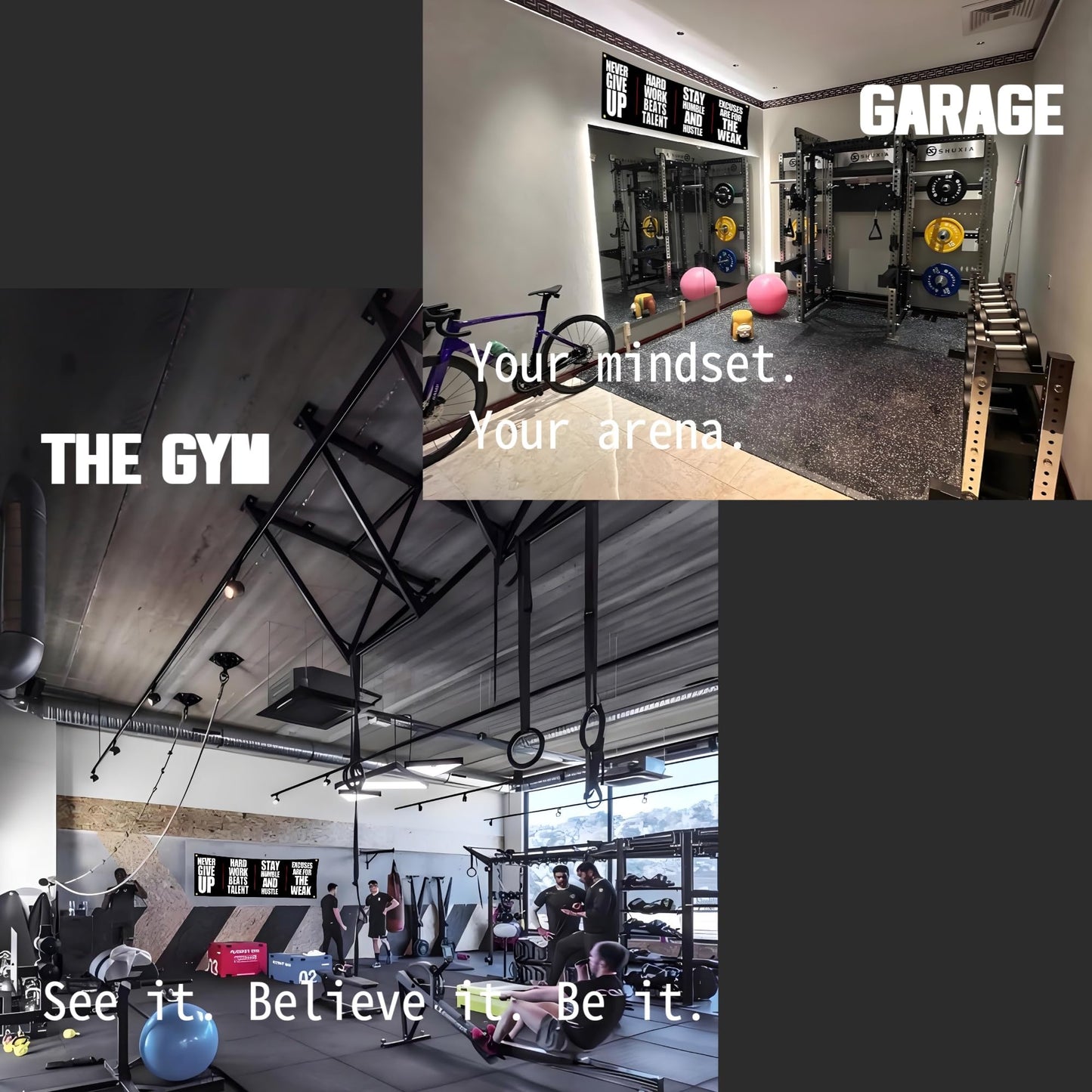 "NEVER GIVE UP" Motivational Gym Banner - Fitness Wall Art for Home Gym & Office - Workout Encouragement Tapestry with Inspirational Quote for Exercise Room and Dorm Decor