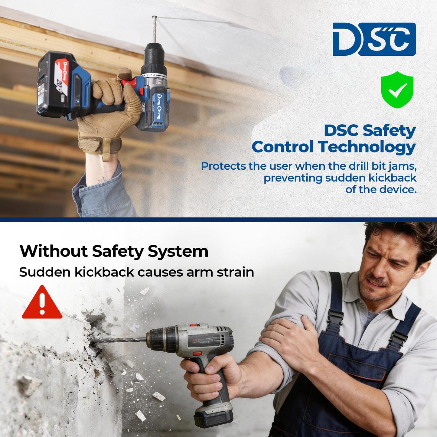 Dong Cheng 20V Brushless Hammer Drill, 1416in-lbs, 2 x 4.0Ah Battery, 1/2" Keyless Metal Chuck, 19+1+1 Clutch, Cordless Heavy-Duty Drill for Drilling Brick Wall, Metal, Wood