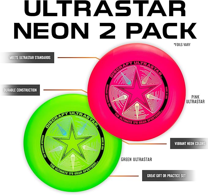 Discraft Ultrastar Ultimate Discs 1 & 2 Packs, Standard Size, for Competitive & Casual Play