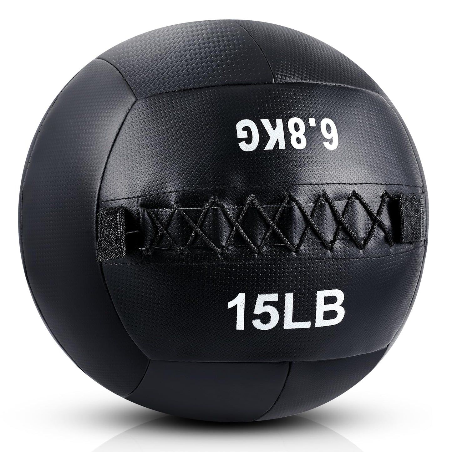Lunmon 1 Pcs Soft Wall Medicine Ball for Exercise Fitness Slam Weighted Med Ball with Non Slip Grip for Slamming Workout Strength Conditioning Core Training Lunge and Partner Toss (15 Lbs)