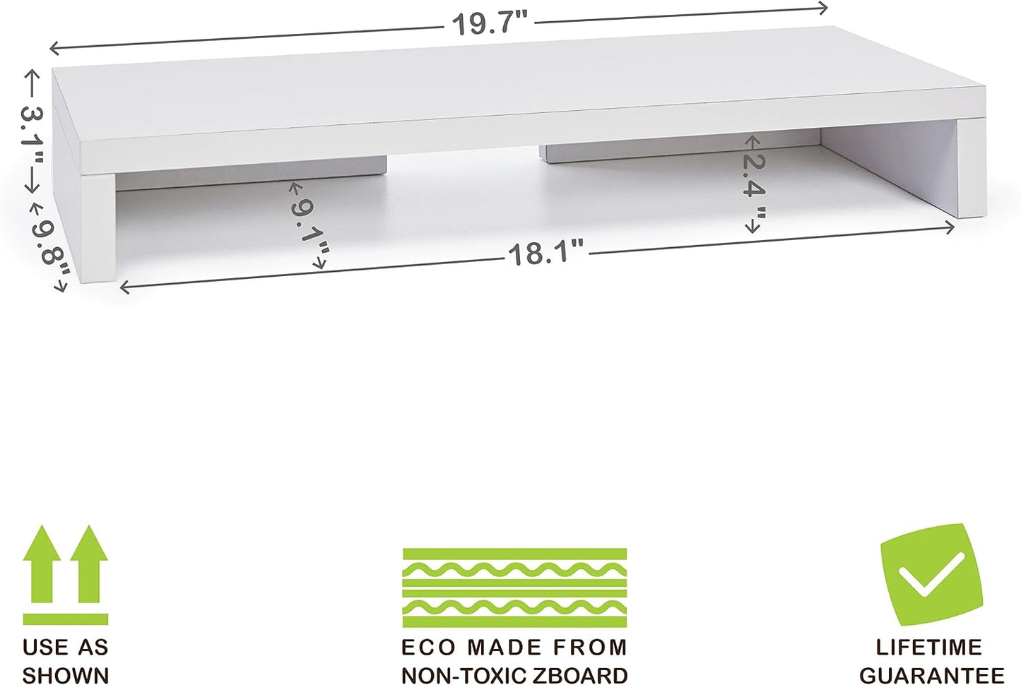 Way Basics TV PC Desktop Modern Computer Monitor Stand Screen Riser (Tool-Free Assembly and Uniquely Crafted from