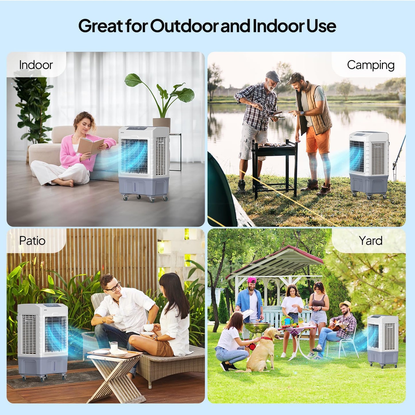 ROVSUN 10.5Gal Portable Swamp Cooler, 2600CFM Evaporative Air Cooler with Auto Oscillating, Remote, 3 Speeds, 7.5H Timer & 4 Ice Packs, 3-IN-1 Humidifying Cooling Fan Indooor Outdoor Patio Garage