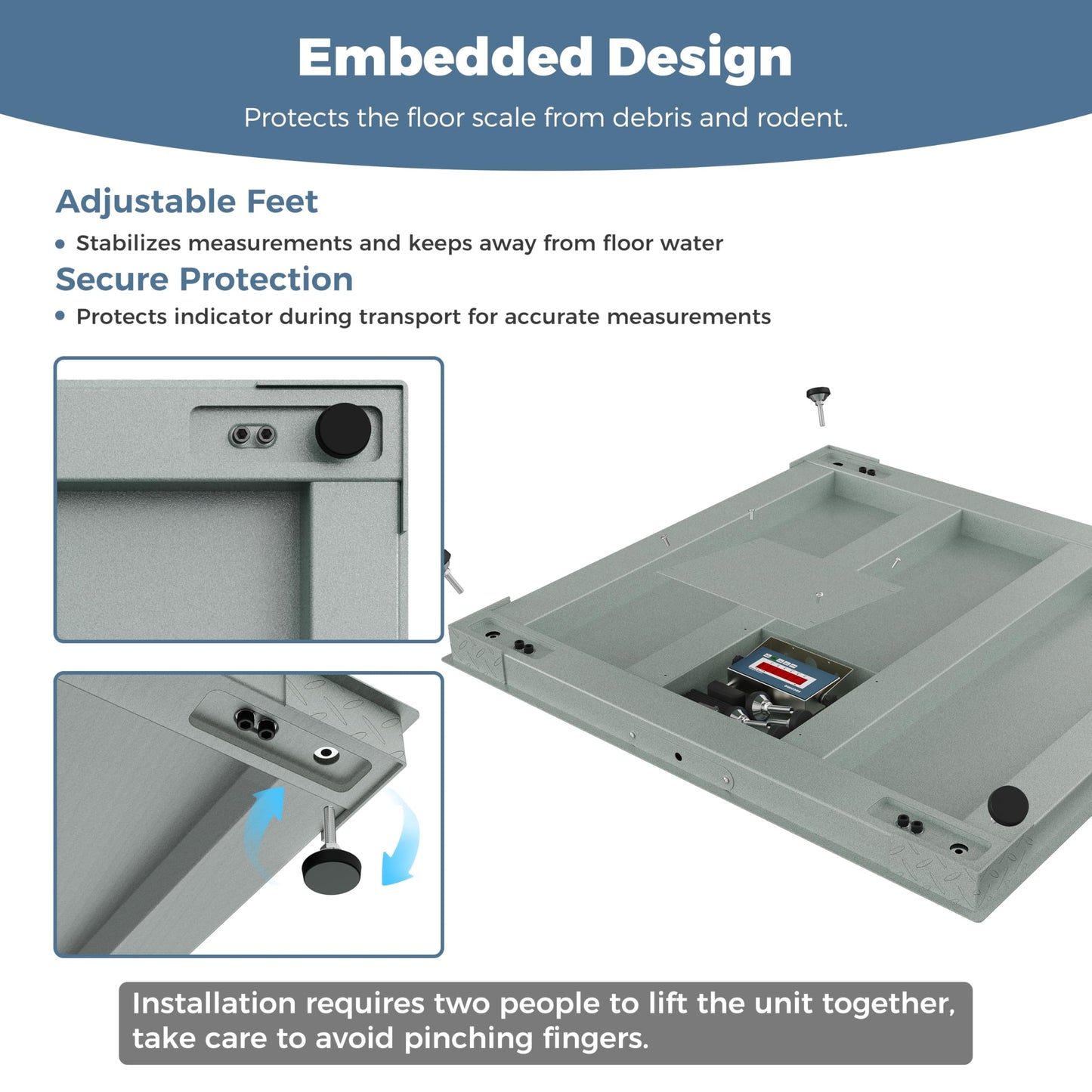 SOCOME 48"x48" Industrial Floor Scale, Heavy Duty Platform Scale with Digital Display Indicator, Carbon Steel Accurate Weighing Scale for Shipping, Warehouse, Industrial, 10000 lb x 1 lb, Grey Green