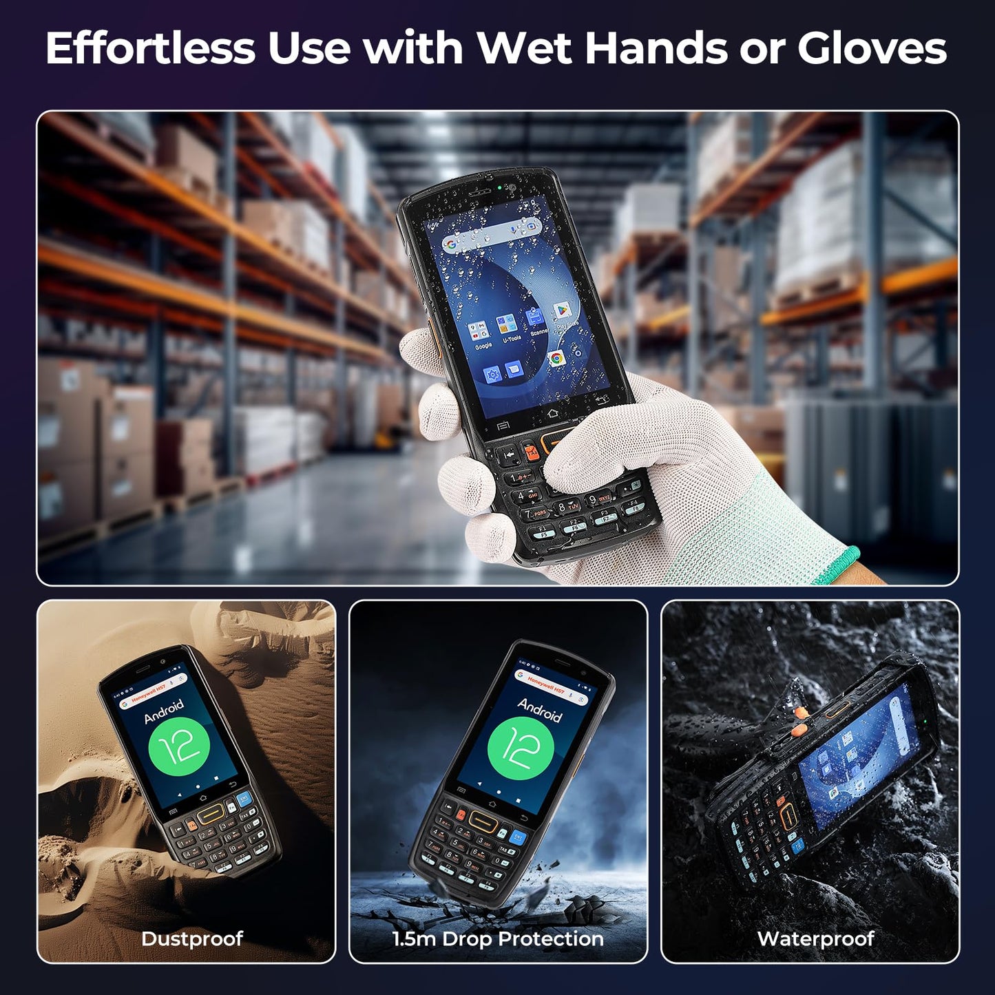 MUNBYN Android Barcode Scanner 082Pro, Android 12 PDA, Equipped with Honeywell HS7 Bar Code Scan Engine, IP67 Handheld Mobile Computer for Inventory Tracking, Warehouse, Logistics 2026