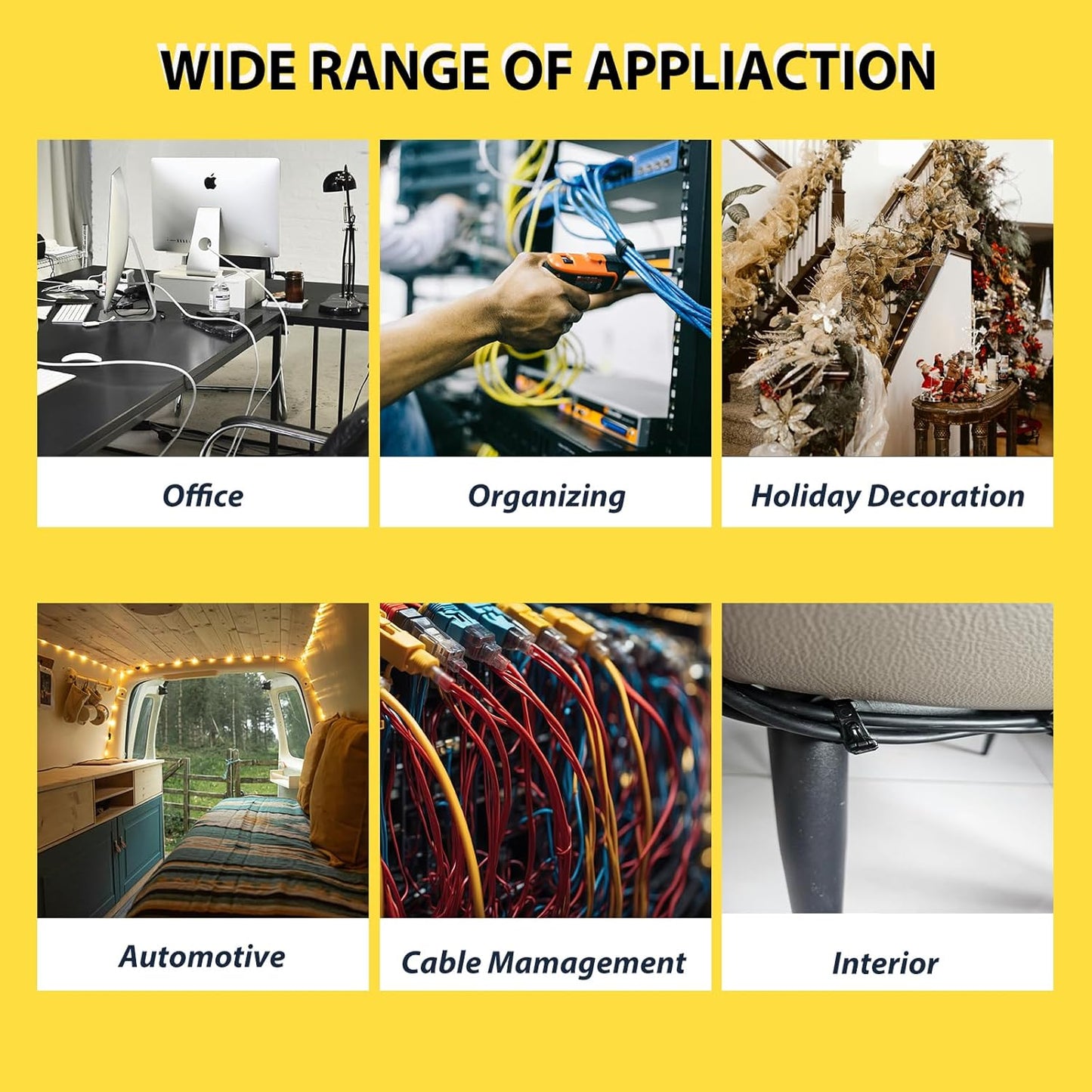 DyaMag 22mm 7.84" (10Magnets, 20 Magnetic Cable Zip Mounts Magnetic Cable Holder Multipurpose Magnet Wire Management