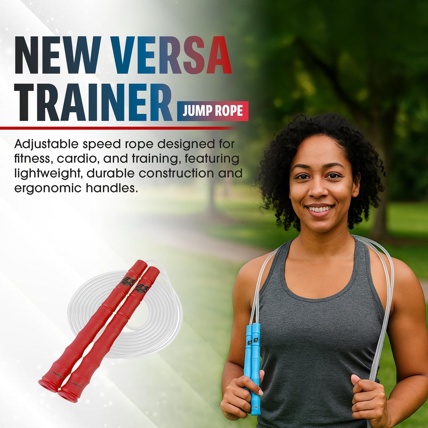 Buddy Lee New Versa Trainer Jump Rope – Pink – Adjustable Speed Rope for Fitness, Cardio & Training – Lightweight, Durable & Ergonomic Handles