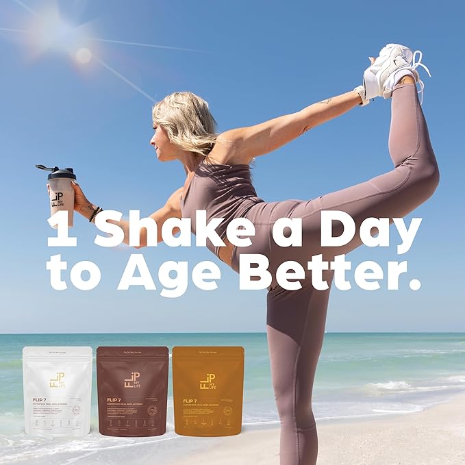 Flip 7 Natural SuperFood, Plant-Based Protein, Complete Meal Replacement to Support Healthy Gut, 7 Mega Nutrient Rich Blends all in one to AGE BETTER - Chocolate
