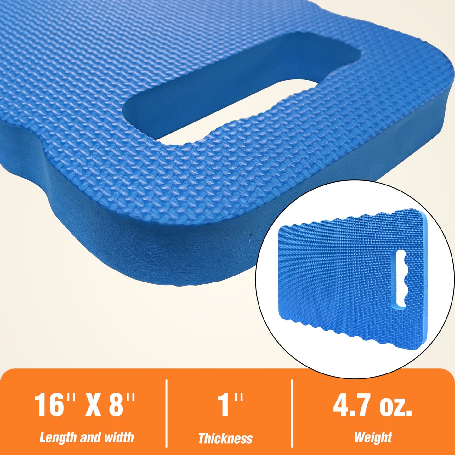 Gardzen 3-Pack Foam Garden Kneeling Cushions - for Gardening, Baby Bath, Yoga, Pilates, Exercise, 16"x8"x1", Blue