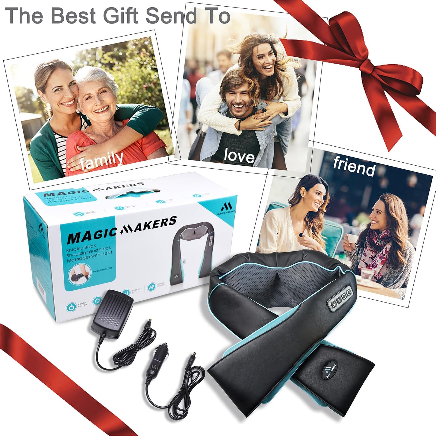 MagicMakers Fathers Day Dad Gifts, Shiatsu Neck Massager with Heat for Pain Relief Deep Tissue – Christmas Gift for Women, Men, Mom, Dad, Her, Him– Amazing Back & Shoulder Relief from Daughter or Son