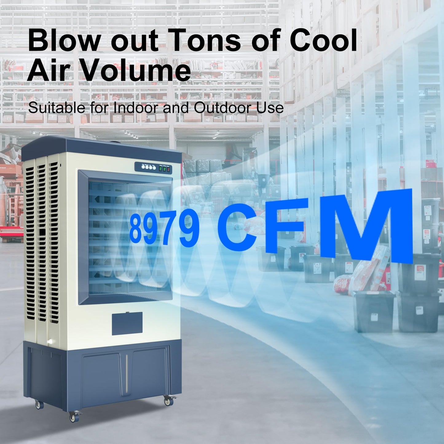 Uthfy 8979 CFM Swamp Cooler, 58" Evaporative Air Cooler with 36 Gal Water Tank, 5 Ice Box, 120° Oscillation, Portable Air Conditioner with 3 Speeds, Outdoor Cooling Fan for Garage, Patio, Factory Use