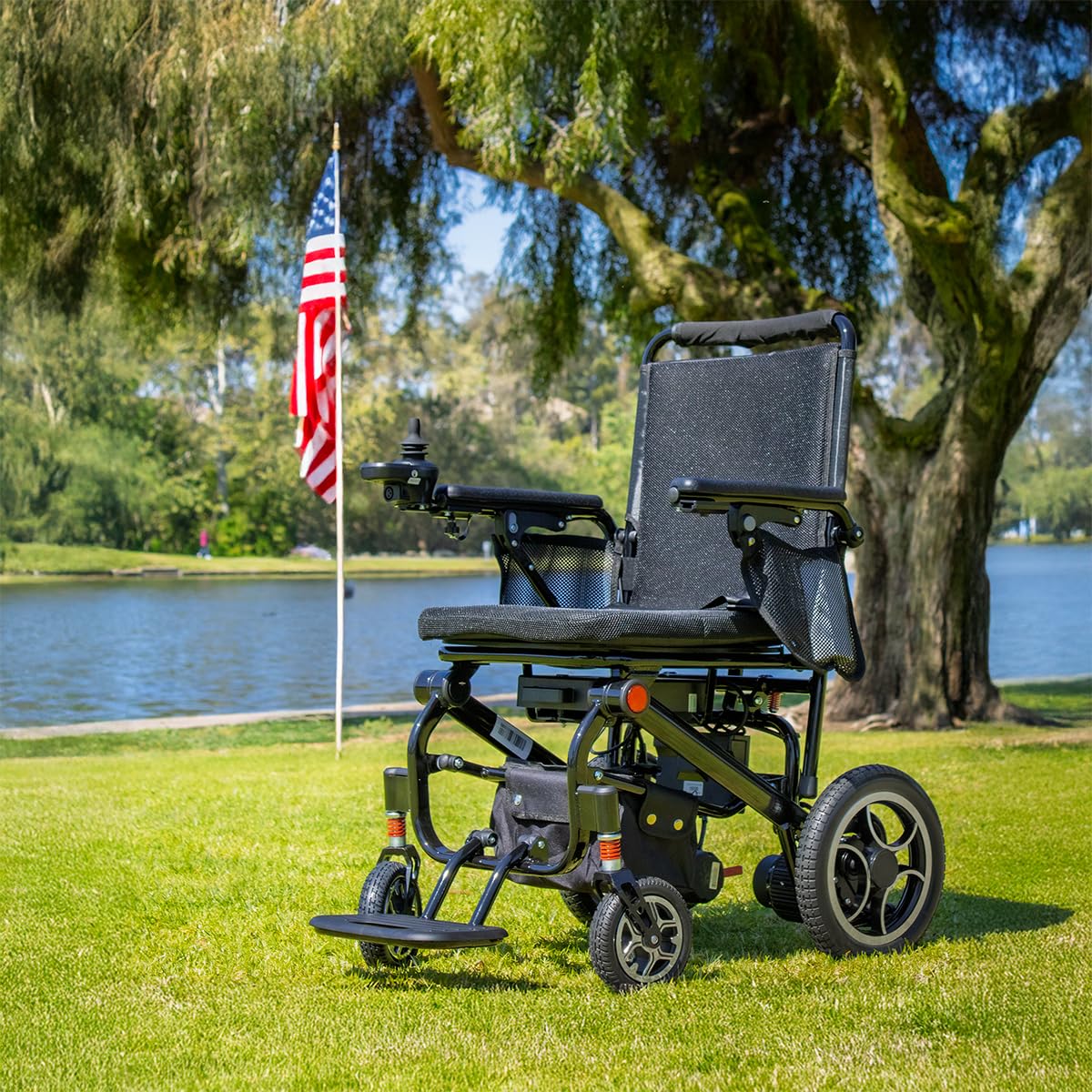 Rubicon DX07 All Terrain Foldable Electric Wheelchairs for Adults - Powerful 500W Motor - 12 mi Cruise Range - Detachable Airline Friendly Battery Supports up to 265 lbs (Model14)