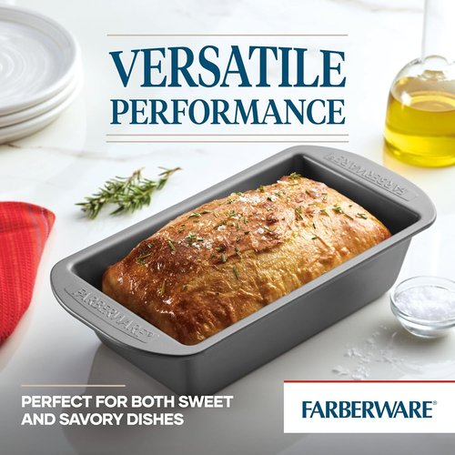 Farberware Nonstick Bakeware | 9-Inch x 5-Inch Gray Loaf Pan for Effortless Baking