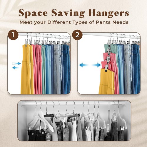 HOUSE DAY Black Velvet Hangers - 60 Pack with Clips & Leggings Organizers for Neat Storage