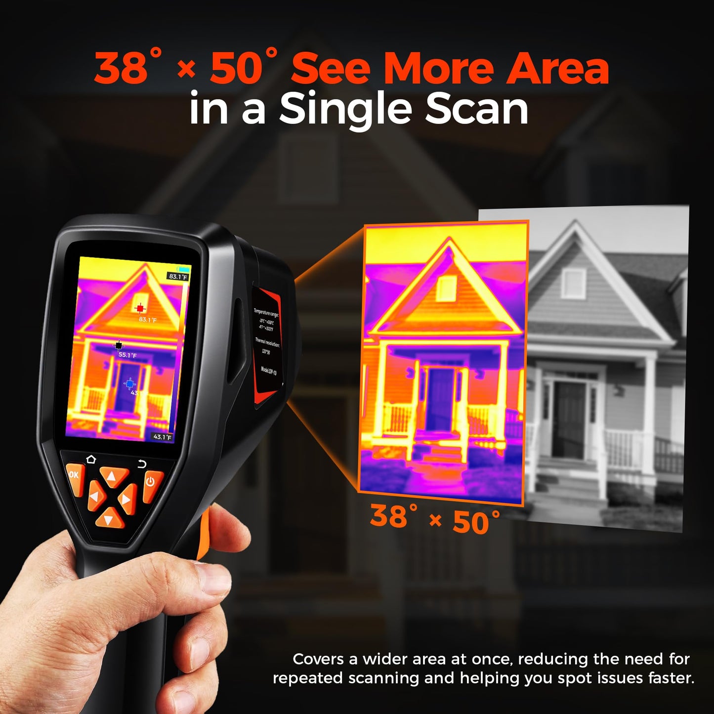 ANXTECH Handheld Thermal Imaging Camera 320×240 Super Resolution, 25HZ Refresh Rate, High/Low Temp Alarm, 8H Battery Life for Water Leak Detection, Hidden Moisture and Home Inspection